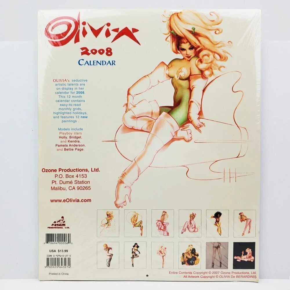Olivia De Berardinis Calendar 2008 Pinup Art Light Shelf Age Sealed